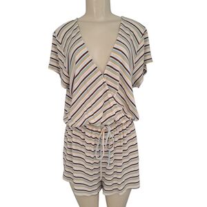 O’Neill Robbie All Day Striped Ribbed Knit Romper – Size L